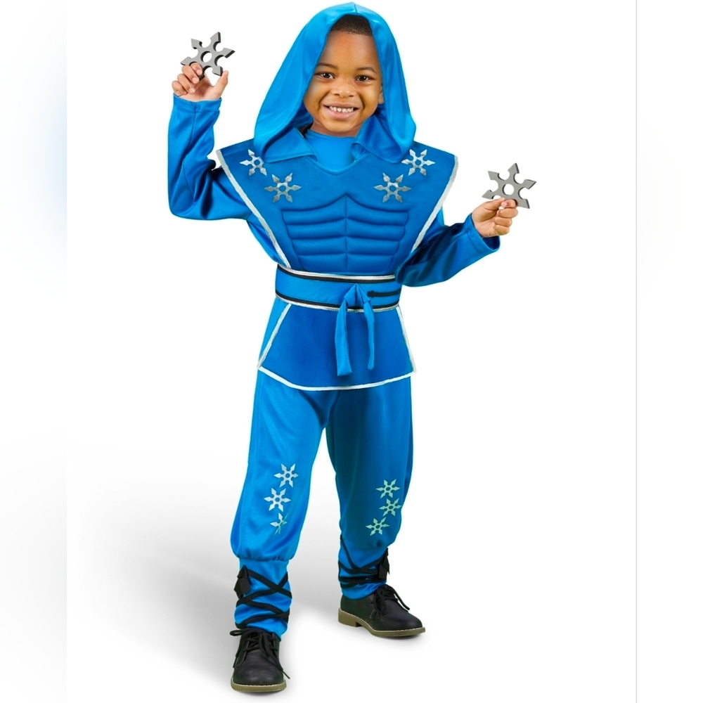 💙🔹️What A Character 🔹️Stealthy Blue Throwing Star  Ninja Costume for Kids